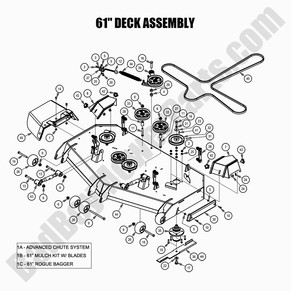 2659 - Bad Boy Mower Parts Lookup > 2021 > Rogue > 61\" Deck Assembly